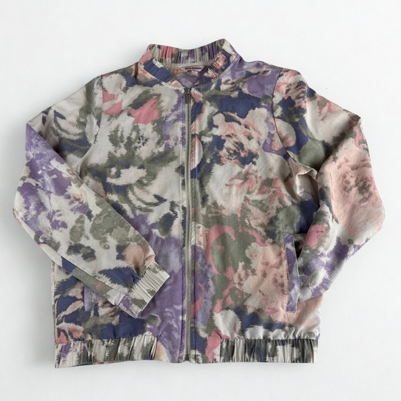 Juicy Couture Jackets & Blazers - Juicy Couture Bomber Jacket Womens Small Floral Pastel Watercolor Abstract Light